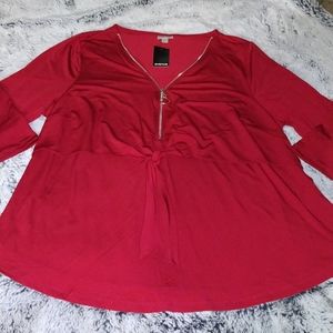 NWT Avenue red 3/4 sleeve tunic top plus 18/20